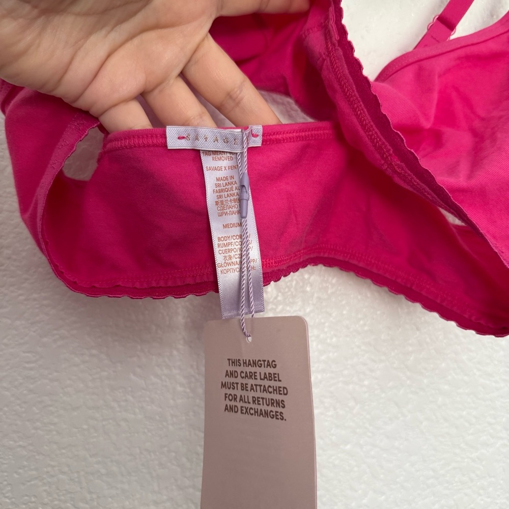 NWT Savage Fenty Cotton Jersey Bralette in Pink Medium - Picture 3 of 4